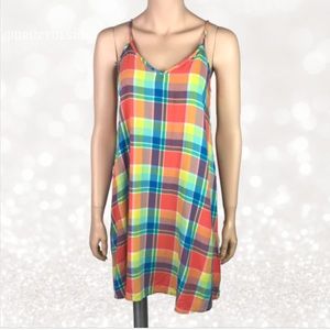 🌷3/$30 Neon Plaid Checked Dress by SO Medium